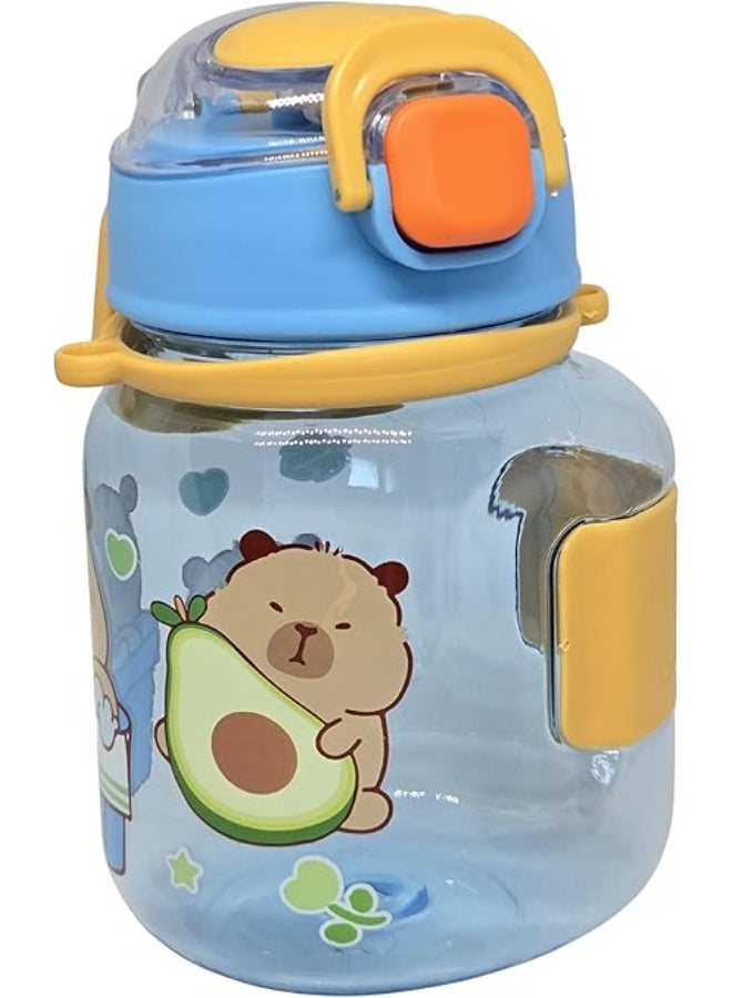 MINIIMODZ Bunny Transparent Kids Water Bottle with Straw 500ml BPA-Free Plastic, School & Picnic Bottle for Toddlers (Pack Of 1) (BLUE) - Image 1